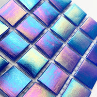 Verre Mosaique - glass mosaic -Glasmosaik-glasmozaïek-Glasmozaiek Iriserend 20mm Saffierblauw - mosaicshop