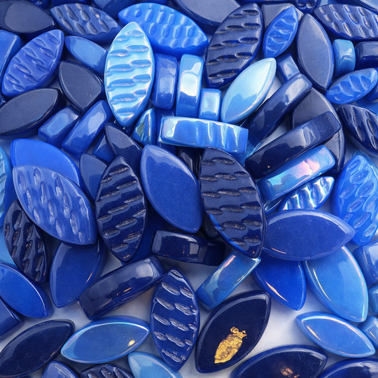 Mosaiksteinen Elipsenform Glas  Blau Mix