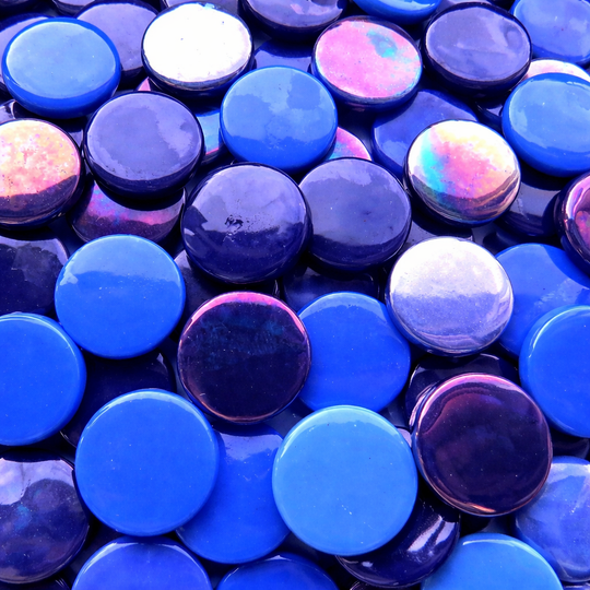 Ronde Glastegel 18mm Blauw Mix