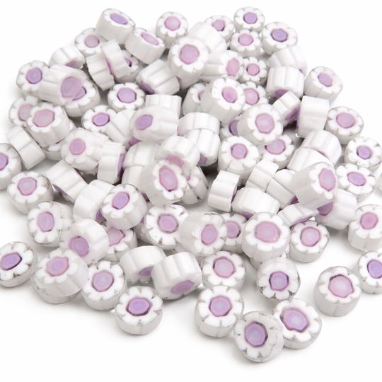 Millefiori White Pink Flower