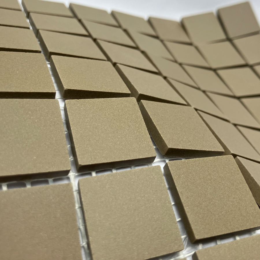 Winckelmans Taupe – matte mozaïektegels van 20x20 mm op gaas