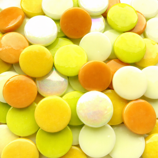 Ronde Glastegel 18mm Geel Mix