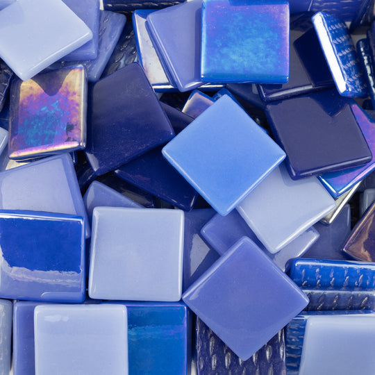Mosaico de Vidrio 25mm Mezcla  Azul