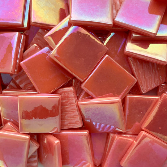 Pâte de Verre Parelmoer 25mm Oranjerood