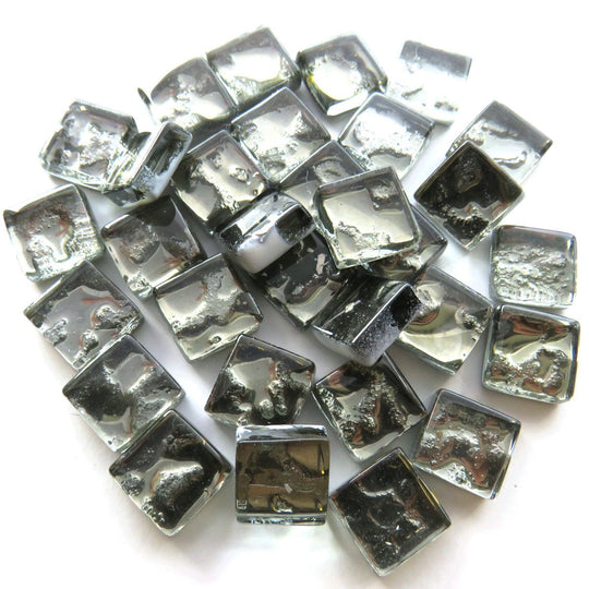 Pâtes de Verre Miroir Colorées 10mm  Argent Texture