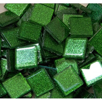 Verre Mosaique - glass mosaic -Glasmosaik-glasmozaïek-Glasmozaiek Glitter 20mm Groen - mosaicshop