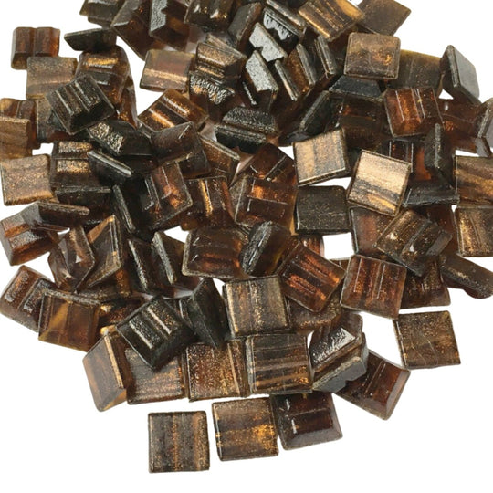 Gold Veined Glass Mosaic 10mm  Deep Topaz