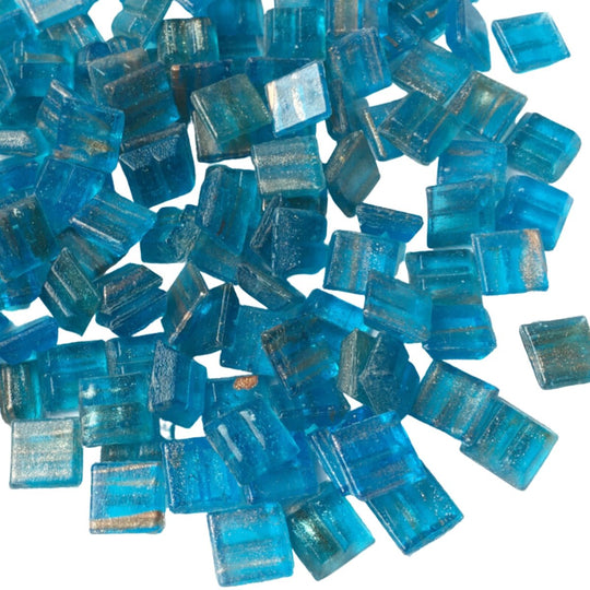 Gold Veined Glass Mosaic 10mm  Reef Blue