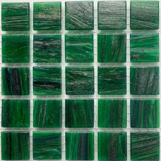 Mosaico de Vidrio con Vetas de Oro 20mm Verde Bosque