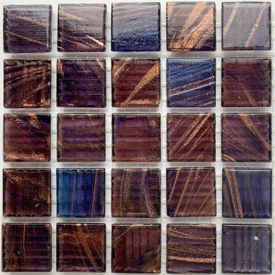 Mosaico de Vidrio con Vetas de Oro 20mm  Índigo