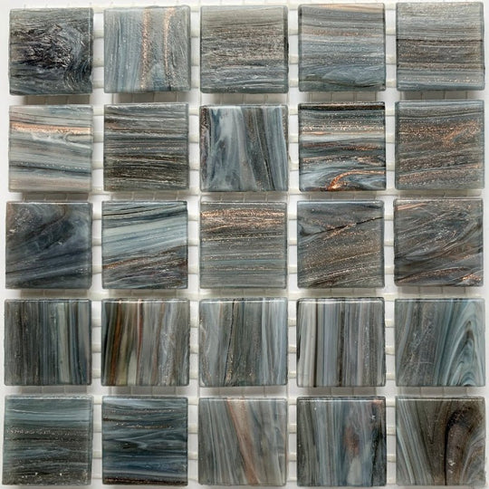 Mosaico de Vidrio con Vetas de Oro 20mm Niebla Nocturna