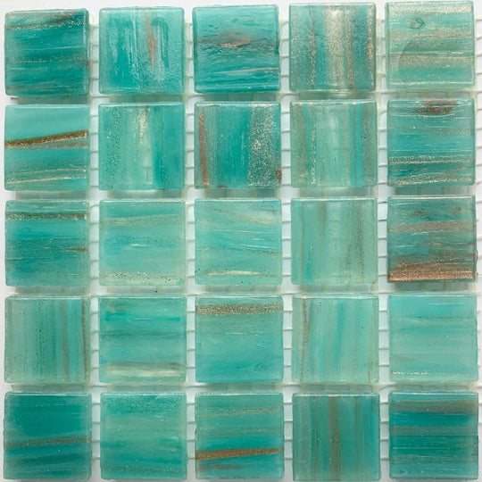 Mosaico de Vidrio con Vetas de Oro 20mm Azul Nilo