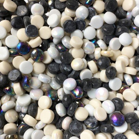 Gotas de Vidrio 12mm Mezcla Blanco/Negro