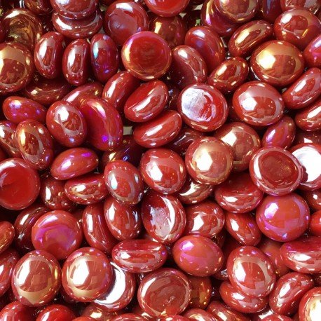 Billes de Verre Mini 9-13mm  Rouge Irisée
