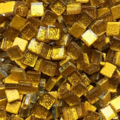 Verre Mosaique - glass mosaic -Glasmosaik-glasmozaïek-Mini Glitter 10mm Goud - mosaicshop