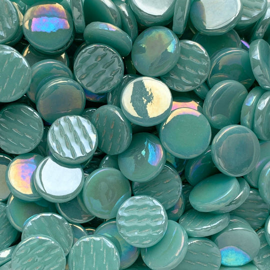 Glas-Pastillen Perle 18mm  Hell Cyan 